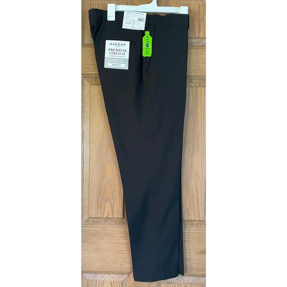 NWT Haggar H26 Men’s Stretch Slim Fit Dress Pants Black sz 34x30 Polyester Blend - Picture 5 of 6